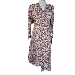 Joie Trending for Fall Animal Print V Neck A Line Wrap Dress Size Medium